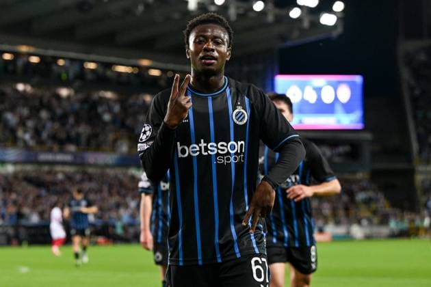 250918 Club Brugge vs AS Monaco Mamadou Diakhon (67) of Club Brugge celebrates after scoring the 4-0 goal during the Uefa Champions League first matchday in the League phase game in season 2025 - 2026 between Club Brugge KV and AS Monaco on September 18 , 2025 in Brugge, Belgium. (Photo by David Catry Isosport) Brugge Belgium  Copyright: xDavidxCatryx 20250918DSC_2023