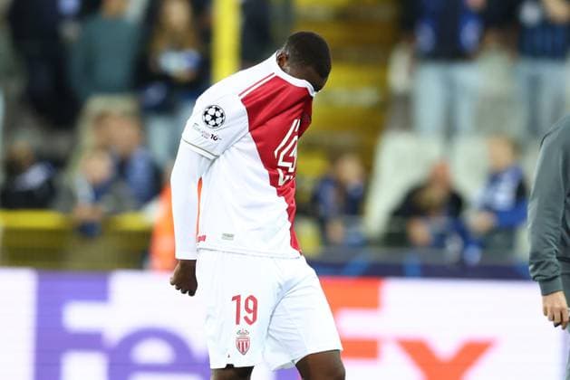 Monaco s George Ilenikhena looks dejected after a soccer game between Belgian Club Brugge KV and French AS Monaco, in Brugge on Thursday 18 September 2025, on the opening day of the League phase of the UEFA Champions League tournament. BRUNOxFAHY  x134644650x