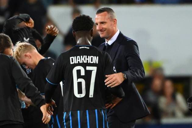 Club Brugge v Monaco - UEFA Champions League BRUGGE, BELGIUM - SEPTEMBER 18 : Diakhon Mamadou forward of Club Brugge and Hayen Nicky head coach of Club Brugge after the UEFA Champions League 2025 26 League Phase MD1 match between Club Brugge and Monaco on September 18, 2025 in Brugge, Belgium, 18 09 2025 Brugge Belgium  Copyright: xVincentxKalutx