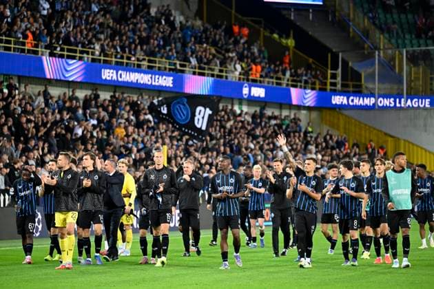 Club Brugge v Monaco - UEFA Champions League BRUGGE, BELGIUM - SEPTEMBER 18 : players of Club Brugge celebrate the victory with teammates after the UEFA Champions League 2025 26 League Phase MD1 match between Club Brugge and Monaco on September 18, 2025 in Brugge, Belgium, 18 09 2025 Brugge Belgium  Copyright: xNicoxVereeckenx