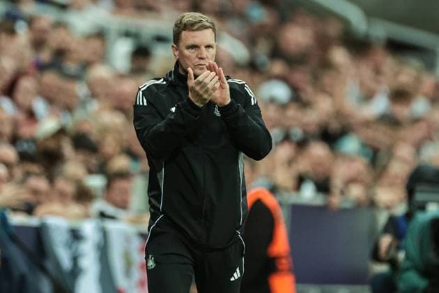 UEFA Champions League 2025 26 Phase MD1 Newcastle United vs Barcelona Eddie Howe manager of Newcastle United during the UEFA Champions League 2025 26 Phase MD1 Newcastle United vs Barcelona at St James s Park, Newcastle, United Kingdom, 18th September 2025 (Photo by Mark Cosgrove News Images) Newcastle St. James s Park Tyne and Wear United Kingdom Copyright: xMarkxCosgrove NewsxImagesx