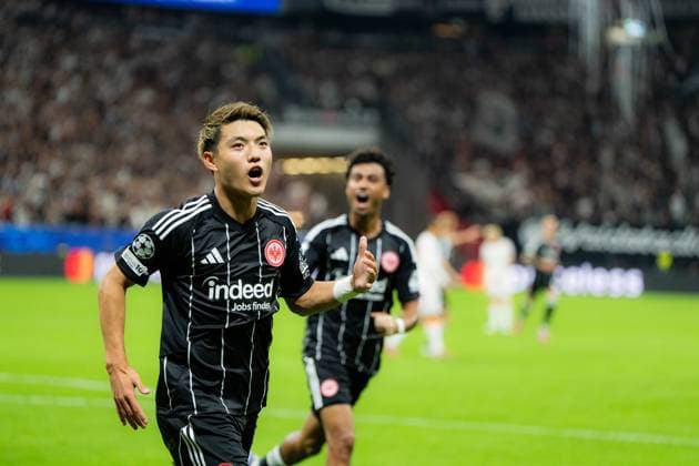 Eintracht Frankfurt vs Galatasaray UEFA Champions League Ritsu Doan of Eintracht Frankfurt scores against Galatasaray during the UEFA Champions League match at Deutsche Bank Park in Frankfurt, Germany, on September 18, 2025. (Photo by Taisei Iwamoto) Copyright: xTaiseixIwamotox