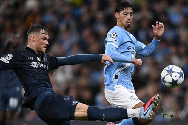Db Manchester 18 09 2025 - Champions League Manchester City-Napoli foto Daniele Buffa Image nella foto: Tijjani Reijnders-Sam Beukema 