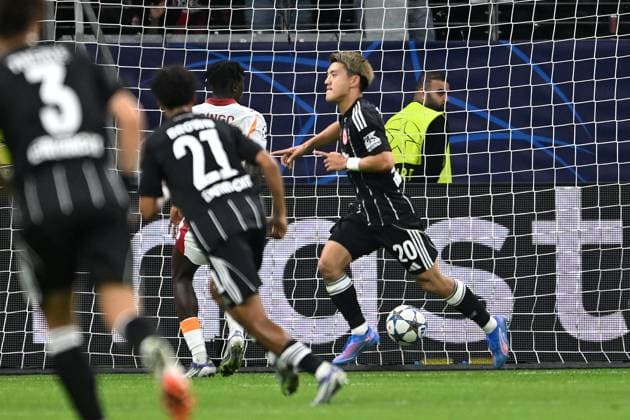 Soccer Champions League Matchday 1 Eintracht Frankfurt Galatasaray Istanbul on 18 09 2025 at Deutsche Bank Park in Frankfurt Goal celebration to 1 1 by Ritsu Doan Frankfurt xJKx