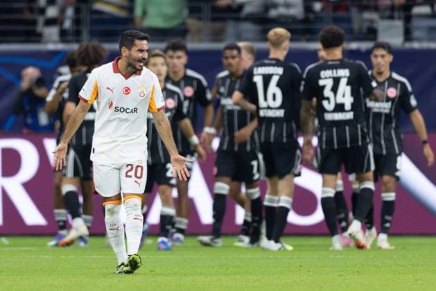 Eintracht Frankfurt Galatasaray Istanbul, UEFA Champions League Ilkay Gündogan Ilkay Guendogan Galatasaray, 20 is angry about the goal for 1 1 by Ritsu Doan Eintracht Frankfurt, 20 Matchday 1 of the UEFA Champions League between Eintracht Frankfurt and Galatasaray Istanbul on September 18, 2025 at Deutsche Bank Park in Frankfurt am Main , Frankfurt am Main Hessen Germany Deutsche Bank Park