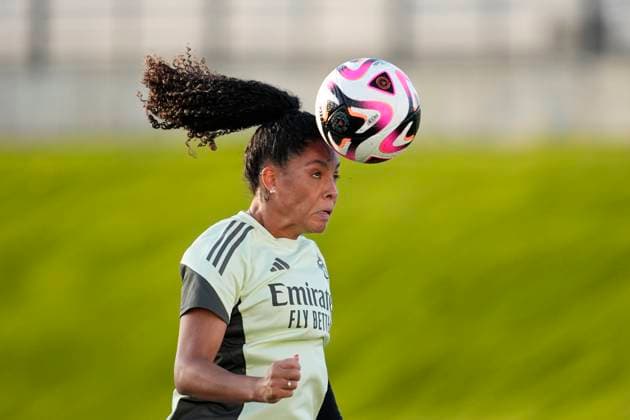 September 18, 2025, Valdebebas, Madrid, Spain: Yasmim Assis Ribeiro of Real Madrid CF warms up during the UEFA Women s Champions League qualifier match between Real Madrid and Eintracht Frankfurt at Estadio Alfredo Di Stefano on September 18, 2025 in Madrid, Spain. Valdebebas Spain - ZUMAa181 20250918_zaa_a181_039 Copyright: xOscarxJ.xBarrosox