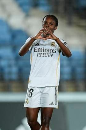 September 18, 2025, Valdebebas, Madrid, Spain: Linda Lizeth Caicedo Alegria of Real Madrid CF celebrates a goal during the UEFA Women s Champions League qualifier match between Real Madrid and Eintracht Frankfurt at Estadio Alfredo Di Stefano on September 18, 2025 in Madrid, Spain. Valdebebas Spain - ZUMAa181 20250918_zaa_a181_106 Copyright: xOscarxJ.xBarrosox