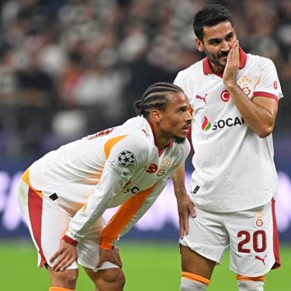 Frankfurt, Deutsche Bank Park, 18 09 25, GER, Herren, UEFA Champions Leaugue, Saison 2025 2026, Eintracht Frankfurt Galatasaray Istanbul Bild v li Leroy SANE Galatasaray und Ilkay GUENDOGAN Galatasaray UEFA regulations prohibit any use of photographs as image sequences and or quasi video Hessen Germany