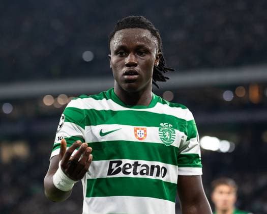 Geovany Quenda of Sporting during the Champions League match between Sporting and Kairat Almaty at Estadio Jose Alvalade, in Lisbon, Portugal. (Diogo Sautchuk) Copyright: xDiogoxSautchukx