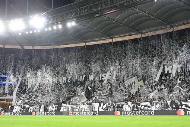 Soccer Champions League Matchday 1 Eintracht Frankfurt Galatasaray Istanbul on 18 09 2025 at Deutsche Bank Park in Frankfurt Frankfurt Frankfurt Choreo before the match xJKx