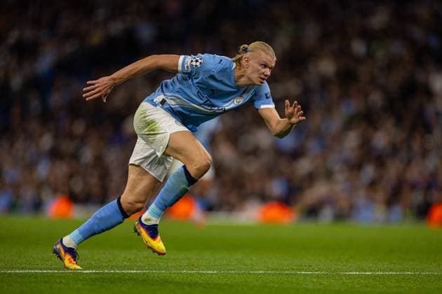 Football - UEFA Champions League - League Phase - Manchester City FC v SC Napoli MANCHESTER, ENGLAND - Thursday, September 18, 2025: Manchester City s Erling Haaland during the UEFA Champions League match between Manchester City FC and SC Napoli at the City of Manchester Stadium. (Photo by David Rawcliffe Propaganda) MANCHESTER City of Manchester Stadium GREATER MANCHESTER ENGLAND  Copyright: xDavidxRawcliffex P2025-09-18-Man_City_Napoli-70