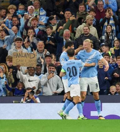 Manchester City - Napoli During the Champions League match between Manchester City and Napoli on September 18, 2025, at the Etihad Stadium in Manchester. Photo: goal the Eerling Haaland of Manchester City Munchester ETIHAD STADIUM Munchester Inghilterra Copyright: xFABIOxSASSOxFabioxSassox manchester city napoli2025_09_18Fabio Sasso2792