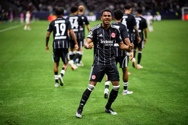FRANKFURT, GERMANY - 18 SEPTEMBER, 2025: Ansgar Knauff, goal - The match UEFA Champions League Eintracht Frankfurt v Galatasaray A.S. at Deutsche Bank Park.  Copyright: xVitaliixKliuievx