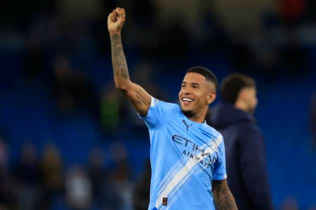 Manchester City v Napoli Champions League 18 09 2025. Savinho (26) of Manchester City celebrates the 2-0 victory at the end of the Champions League match between Manchester City and Napoli at the Etihad Stadium, Manchester, England on 18 September 2025. Manchester Etihad Stadium Manchester England Editorial use only , Copyright: xConorxMolloyx PSI-22854-0061