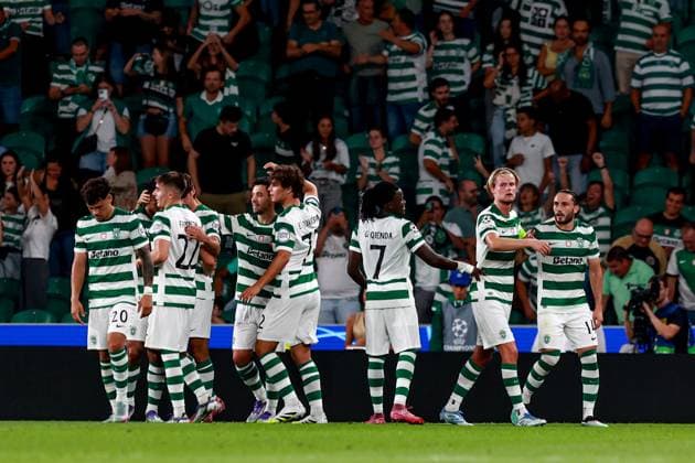 Trincao forward of Sporting CP celebrates after scoring a goal during the UEFA Champions League 2025 26 League Phase MD1 match between Sporting CP and Kairat Almaty at Estadio Jose de Alvalade on September 18, 2025 UEFA Champions League League Phase MD1 - Sporting CP and Kairat Almaty (Valter Gouveia SPP) Copyright: xValterxGouveia SPPx spp-en-VaGo-VG_L8364