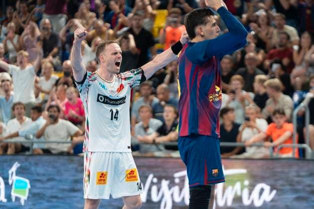 FC Barcelona, Barca v SC Magdeburg - EHF Champions League OMAR INGI MAGNUSSON of SC Magdeburg celebrates the failure of the penalty shoot by Ian Barrufet of FC Barcelona during the EHF Champions League Group Phase 2025 2026 between FC Barcelona and SC Magdeburg at Palau Blaugrana in Barcelona, Spain, on September 18, 2025. Barcelona Spain  Copyright: xRubenxDexLaxRosax originalFilename:delarosa-ehfchamp250918_npfl8.jpg