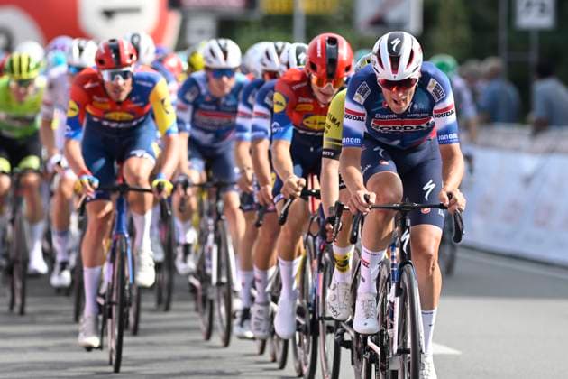 Kampioenschap van Vlaanderen 2025 Cycling Race KOOLSKAMP, BELGIUM - SEPTEMBER 19 : Bastiaens Ayco (BEL) of Soudal Quick-Step during the 109th edition of Kampioenschap van Vlaanderen an UCI Class 1.1 one day cycling road race for Men Elite of 180 km with start in Koolskamp and finish in Koolskamp on September 19, 2025 in Koolskamp, Belgium, 19 09 2025 Koolskamp Belgium  Copyright: xNicoxVereeckenx
