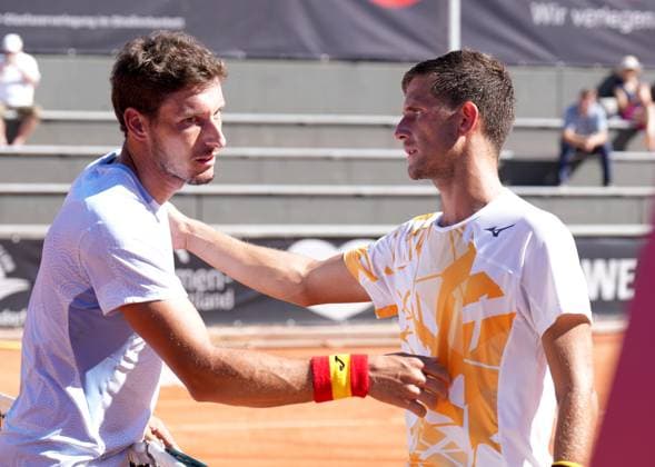 TENNIS - ATP, Tennis Herren Layjet Open BAD WALTERSDORF,AUSTRIA,19.SEP.25 - TENNIS - ATP Challenger Tour, Layjet Open. Image shows Pablo Carreno Busta (ESP) and Vit Kopriva (CZE).  GEPAxpictures xMichaelxRiedler