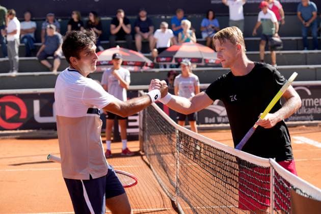 TENNIS - ATP, Tennis Herren Layjet Open BAD WALTERSDORF,AUSTRIA,19.SEP.25 - TENNIS - ATP Challenger Tour, Layjet Open. Image shows Roman Andres Burruchaga (ARG) and Zdenek Kolar (CZE).  GEPAxpictures xMichaelxRiedler