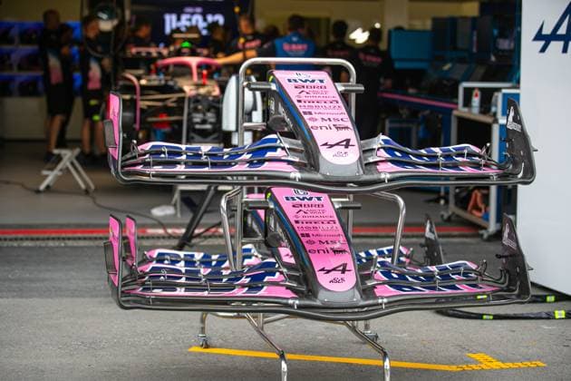 Formula 1 GP Baku Azerbaijan Thursday 18 09 2025 BWT Alpine F1 Team front wing Formula 1 GP Baku Azerbaijan Thursday 18 09 2025 Copyright: xBEAUTIFULxSPORTS Erlhofx
