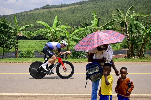 A rider from Slovakia pictured during a training session ahead of the cycling road World Championship, WM, Weltmeisterschaft in Kigali, Rwanda, Friday 19 September 2025. The road world championships are taking place from 21 to 28 September. DIRKxWAEM  x134711834x