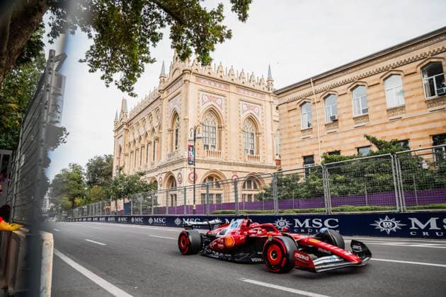 Formula 1 Qatar Airways Azerbaijan Grand Prix 2025 Laurent Lefebvre OVERTAKE MAXPPP - Baku 19 09 2025 16 LECLERC Charles (mon), Scuderia Ferrari HP, action at the Formula 1 Qatar Airways Azerbaijan Grand Prix 2025, the 17th round of the 2025 FIA Formula 1 World Championship, WM, Weltmeisterschaft at the Baku City Circuit in Baku, Azerbaijan, from 18 to 21 September 2025 Baku Azerbaijan  Copyright: xOVERTAKE MAXPPPxLaurentxLefebvrex OVT202509197267 OVT202509197267