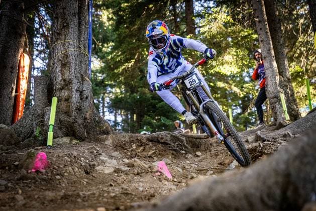 Whoop UCI Mountainbikeworldcup Downhill Lenzerheide BRUNI Loic SPECIALIZED GRAVITYat Whoop UCI Mountainbikeworldcup Downhill Lenzerheide, 19 09 2025,in Lenzerheide,SUI Photo Sebastian Sternemannat Whoop UCI Mountainbikeworldcup Downhill Lenzerheide, 19 09 2025,in Lenzerheide,SUI Photo Sebastian Sternemann