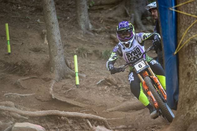 Whoop UCI Mountainbikeworldcup Downhill Lenzerheide HULSEBOSCH Eliana SANTA CRUZ SYNDICATEat Whoop UCI Mountainbikeworldcup Downhill Lenzerheide, 19 09 2025,in Lenzerheide,SUI Photo Sebastian Sternemannat Whoop UCI Mountainbikeworldcup Downhill Lenzerheide, 19 09 2025,in Lenzerheide,SUI Photo Sebastian Sternemann