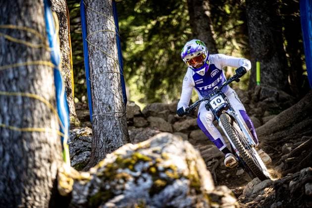 Whoop UCI Mountainbikeworldcup Downhill Lenzerheide STEVENS MCNAB Lachlan TREK FACTORY RACING DHat Whoop UCI Mountainbikeworldcup Downhill Lenzerheide, 19 09 2025,in Lenzerheide,SUI Foto Sebastian Sternemannat Whoop UCI Mountainbikeworldcup Downhill Lenzerheide, 19 09 2025,in Lenzerheide,SUI Foto Sebastian Sternemann