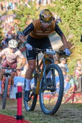 2025 WHOOP UCI Mountain Bike World Series XCC World Cup Women Elite, Lenzerheide, Switzerland Lenzerheide, Switzerland September 19, 2025 Martina Berta during the womens elite cross country short track at the WHOOP UCI Mountain Bike World Series 2025 in Lenzerheide