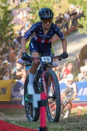 2025 WHOOP UCI Mountain Bike World Series XCC World Cup Women Elite, Lenzerheide, Switzerland Lenzerheide, Switzerland September 19, 2025 Savilia Blunk during the womens elite cross country short track at the 2025 WHOOP UCI Mountain Bike World Series in Lenzerheide