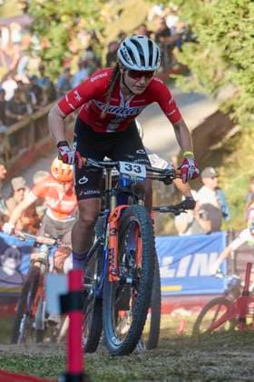 2025 WHOOP UCI Mountain Bike World Series XCC World Cup Women Elite, Lenzerheide, Switzerland Lenzerheide, Switzerland September 19, 2025 Sofie Heby Pedersen during the womens elite cross country short track at the 2025 WHOOP UCI Mountain Bike World Series in Lenzerheide