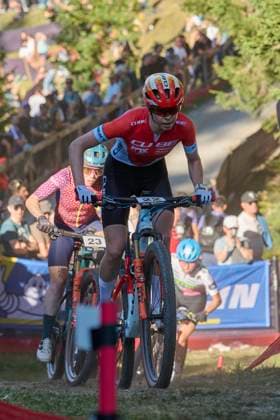 2025 WHOOP UCI Mountain Bike World Series XCC World Cup Women Elite, Lenzerheide, Switzerland Lenzerheide, Switzerland September 19, 2025 Kira Böhm during the womens elite cross country short track at the WHOOP UCI Mountain Bike World Series 2025 in Lenzerheide