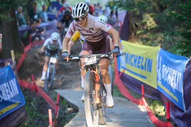 2025 WHOOP UCI Mountain Bike World Series XCC World Cup Women Elite, Lenzerheide, Schweiz Lenzerheide, Schweiz. 19. September 2025. Chiara Teocchi während des Cross Country Short Track der Damen Elite an den WHOOP UCI Mountain Bike World Series 2025 in Lenzerheide.