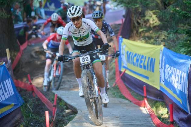 2025 WHOOP UCI Mountain Bike World Series XCC World Cup Women Elite, Lenzerheide, Switzerland Lenzerheide, Switzerland September 19, 2025 Karen Fernandes Olimpio during the womens elite cross country short track at the 2025 WHOOP UCI Mountain Bike World Series in Lenzerheide