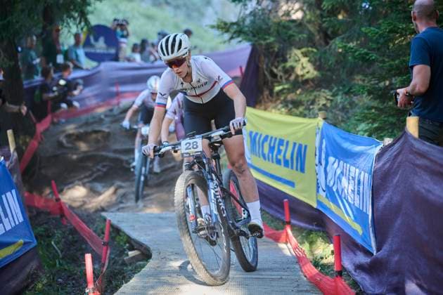 2025 WHOOP UCI Mountain Bike World Series XCC World Cup Women Elite, Lenzerheide, Switzerland Lenzerheide, Switzerland September 19, 2025 Catalina Vidaurre Kossmann during the womens elite cross country short track at the 2025 WHOOP UCI Mountain Bike World Series in Lenzerheide
