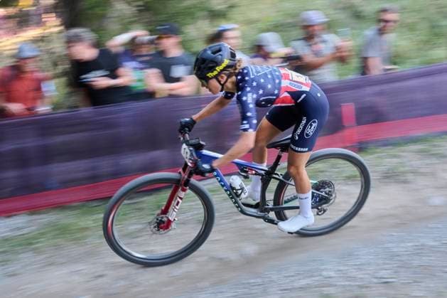 2025 WHOOP UCI Mountain Bike World Series XCC World Cup Women Elite, Lenzerheide, Switzerland Lenzerheide, Switzerland September 19, 2025 Savilia Blunk during the womens elite cross country short track at the 2025 WHOOP UCI Mountain Bike World Series in Lenzerheide