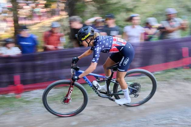 2025 WHOOP UCI Mountain Bike World Series XCC World Cup Women Elite, Lenzerheide, Switzerland Lenzerheide, Switzerland September 19, 2025 Savilia Blunk during the womens elite cross country short track at the 2025 WHOOP UCI Mountain Bike World Series in Lenzerheide
