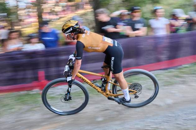 2025 WHOOP UCI Mountain Bike World Series XCC World Cup Women Elite, Lenzerheide, Switzerland Lenzerheide, Switzerland September 19, 2025 Martina Berta during the womens elite cross country short track at the WHOOP UCI Mountain Bike World Series 2025 in Lenzerheide