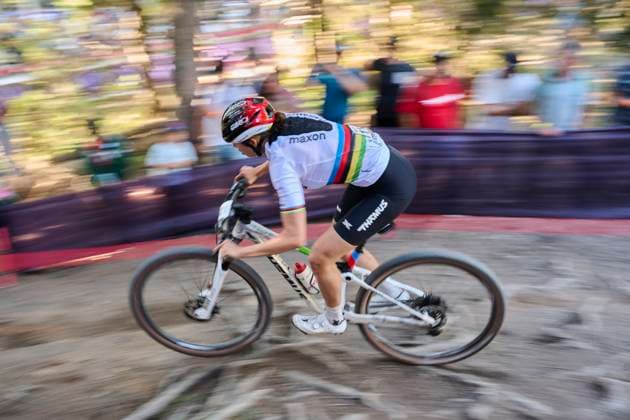 2025 WHOOP UCI Mountain Bike World Series XCC World Cup Women Elite, Lenzerheide, Switzerland Lenzerheide, Switzerland September 19, 2025 Alessandra Keller Thömus Maxon during the womens elite cross country short track at the 2025 WHOOP UCI Mountain Bike World Series in Lenzerheide