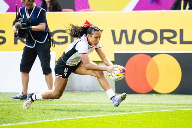 New Zealand Women v Canada Women Women s Rugby World Cup 2025 19 09 2025. Semi-Final Asia Hogan-Rochester scores her sides second try during the Women s Rugby World Cup 2025 match between New Zealand Women and Canada Women at Ashton Gate, Bristol, England on 19 September 2025. Bristol Ashton Gate Bristol England Editorial use only , Copyright: xSimonxKingx PSI-22842-0029