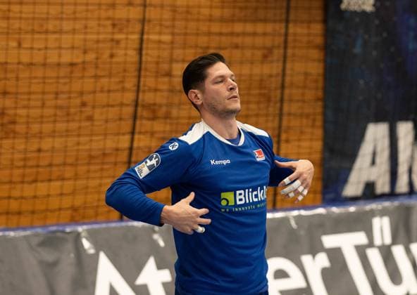 Csaba Leimeter HBW Balingen Weilstetten, 5 warming up, HBW Balingen Weilstetten vs TuS N Luebbecke, Handball, 2 Bundesliga, Matchday 4, Season 2025 2026, 19 09 2025 Eibner Pressefoto Andreas Ulmer HBW Balingen Weilstetten vs TuS N Luebbecke, Handball, 2 Bundesliga, Matchday 4, Season 2025 2026, 19 09 2025 Balingen Copyright: xEibner-Pressefoto AndreasxUlmerx EP_AUR
