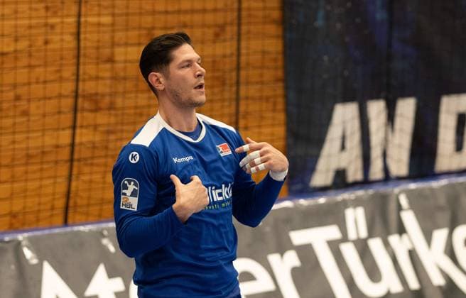 Csaba Leimeter HBW Balingen Weilstetten, 5 warming up, HBW Balingen Weilstetten vs TuS N Luebbecke, Handball, 2 Bundesliga, Matchday 4, Season 2025 2026, 19 09 2025 Eibner Pressefoto Andreas Ulmer HBW Balingen Weilstetten vs TuS N Luebbecke, Handball, 2 Bundesliga, Matchday 4, Season 2025 2026, 19 09 2025 Balingen Copyright: xEibner-Pressefoto AndreasxUlmerx EP_AUR