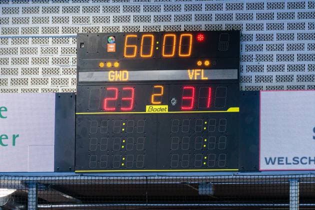 Final score 23 31 GER, GWD Minden vs VfL Gummersbach, Handball, 1 Bundesliga, Matchday 5, Season 2025 2026, 19 09 2025 GER, GWD Minden vs VfL Gummersbach, Handball, 1 Bundesliga, Matchday 5, Season 2025 2026, 19 09 2025 Luebbecke Copyright: xEibner-Pressefoto JanxRollingerx EP_JSK