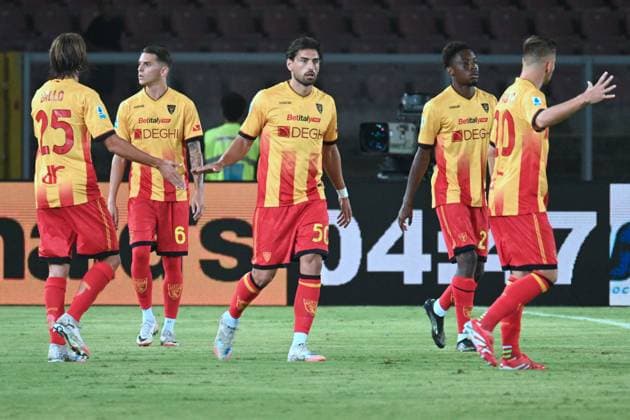 CALCIO - Serie A - US Lecce vs Cagliari Calcio US Lecce celebrates after the goal during US Lecce vs Cagliari Calcio, Italian soccer Serie A match in Lecce, Italy, September 19 2025 Lecce Italy  Copyright: xIPAxSport ABACAx