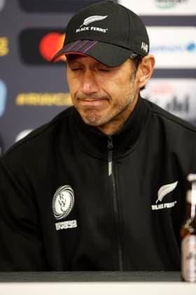 Allan Bunting the New Zealand head coach faces the media after the game. New Zealand Black Ferns v Canada, Women’s Rugby World Cup Semi Final match at Ashton Gate Stadium, Bristol, England on Friday 19 September 2025. Photo credit: Matthew Impey Bristol United Kingdom Copyright: xx