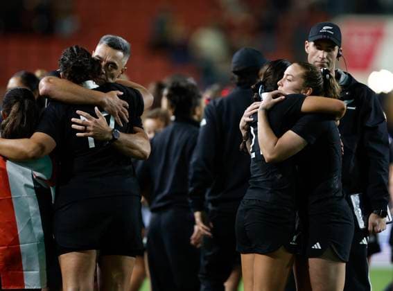 New Zealand post match dejection. New Zealand Black Ferns v Canada, Women™s Rugby World Cup Semi Final match at Ashton Gate Stadium, Bristol, England on Friday 19 September 2025. Photo credit: Matthew Impey Bristol United Kingdom Copyright: xx