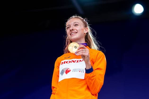 2025-09-20 World Athletics Championships Tokyo 2025 - Day 8 TOKYO, JAPAN - SEPTEMBER 20: Femke Bol of the Netherlands during the podium ceremony after competing during the Women s 400m Hurdles on day eight of the World Athletics Championships Tokyo 2025 at National Stadium on September 20, 2025 in Tokyo, Japan. (Photo by Joris Verwijst BSR Agency) Tokyo Japan Content not available for redistribution in The Netherlands directly or indirectly through any third parties. Copyright: xBSRxAgencyx
