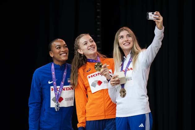 (Left to Right) Jasmine Jones of the USA, Femke Bol of the Netherlands, and Emma Zapletalova of Slovakia the Women s 400m Hurdles Medal Ceremony during World Athletics Championships Tokyo 2025 of the Day 8 at Japan National Stadium on September 20, 2025 in Tokyo, Japan. (Photo by Andy Astfalck Marcel ter Bals DeFodi Images) Left to Right Jasmine Jones of the USA, Femke Bol of the Netherlands, and Emma Zapletalova of Slovakia the Women s 400m Hurdles Medal Ceremony during World Athletics Championships Tokyo 2025 of the Day 8 at Japan National Stadium on September 20, 2025 in Tokyo, Japan Photo by Andy Astfalck Marcel ter Bals DeFodi Images