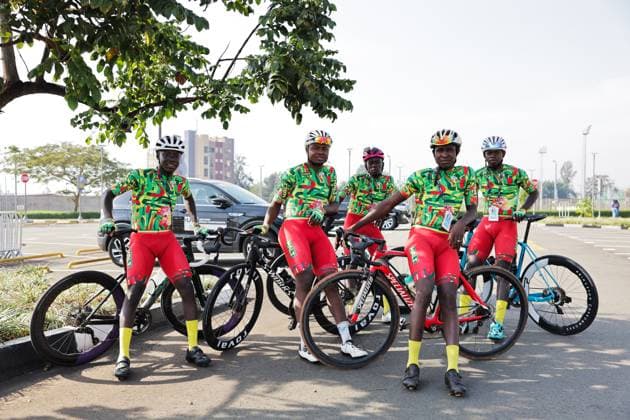 2025 UCI Road World Championships Picture by Alex Whitehead SWpix.com - 20 09 2025 - Cycling - 2025 UCI Road World Championships - Kigali Convention Centre, Kigali, Rwanda - Practice Training - Mali Cycling Team Copyright: x xSWpix.comx(t axPhotographyxHubxLtd)xAlexxWhitehead SWpix.comx SWP-3030-4787